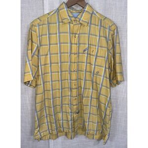 Y2K ECKO UNLTD Men's M Classic Material Yellow Plaid Short Sleeved‎ Shirt Button